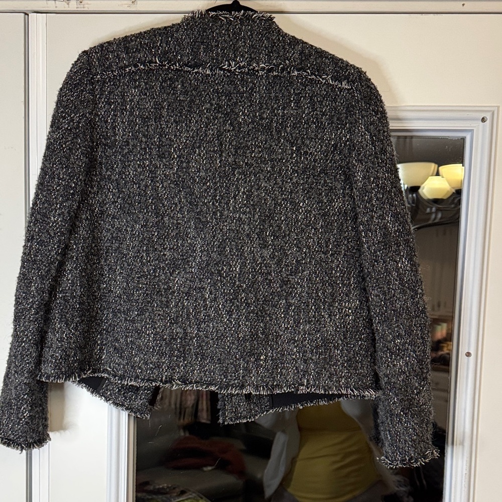 Luisa Cerano Black/Gray Tweed Textured Jacket size 8 - Picture 7 of 7